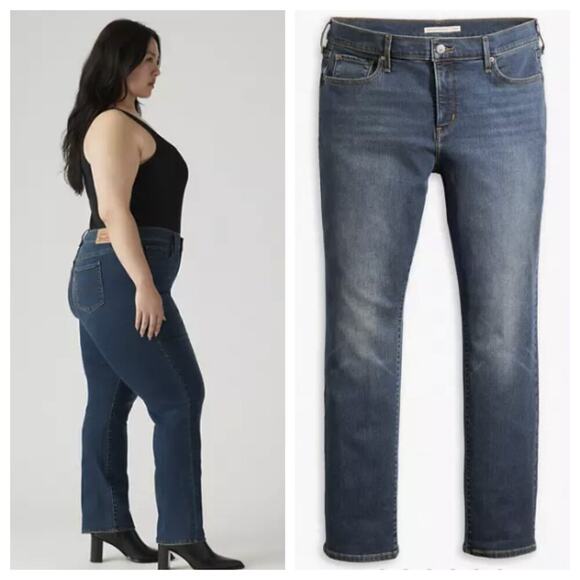 NWT Levi's 314 Shaping Straight Jeans Zealous Blue Dark Wash 22W - Picture 2 of 11